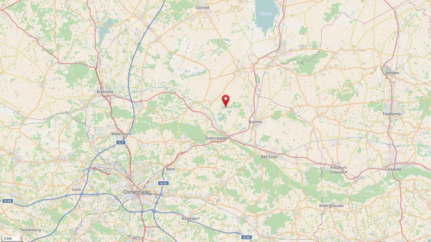 Lagekarte der Ferienwohnung Ostercappeln zwischen Ostercappeln und Bohmte